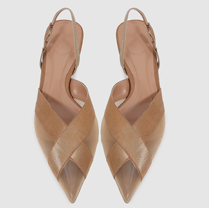 Sandalias de Tacón Alto con Punta en Pico Estilo Francés, Elegantes, Cruzadas, de Malla, con Correa de Hebilla para Mujer - Product Image 3
