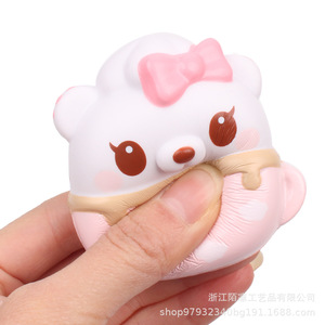 Tea Cup <b>Bear</b> White PU Foam Slow Rebound Fidget Toy <b>Cute</b> Stress Relief Decor Gift - Product Image 5