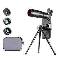 Objectif téléobjectif 28X avec zoom, grand angle, macro et fisheye pour compatibilité universelle, HD, noir, pour téléphone