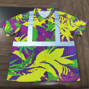 FQ カスタム ハワイ ポロシャツ 袖付き ウォームアップ アロハ HI ビズシャツ 高視認性シャツ 反射安全服 作業服 - Product Image 3