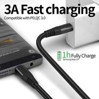 Kabel pengisi daya USB Tipe C 2.0 60W, kabel Data pengisi daya USB Tipe C 480Mbps PD 60W/3A USB tipe-c 2.0 Android