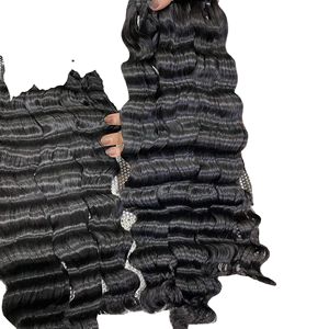 Extensiones de Cabello Virgen Ondulado Profundo con Clip y Cinta Adhesiva, de un Solo Donante, Súper Doble Trama, Calidad de Lujo - Product Image 1