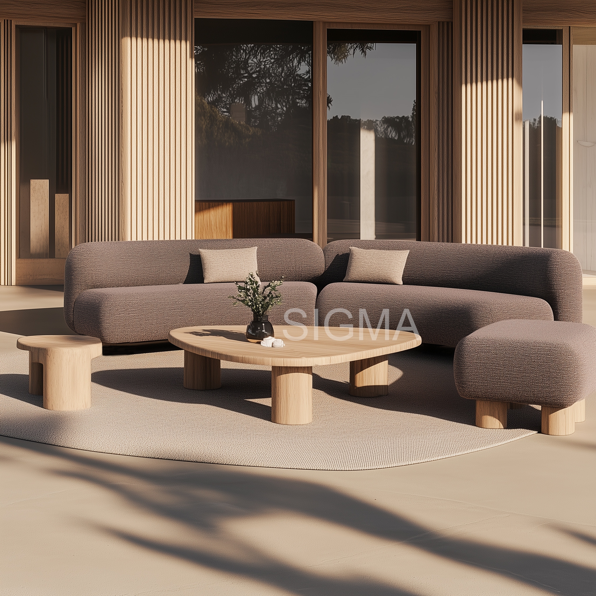Patio outdoor furniture set solid teak wood frame with fabric upholstery poolside daybed Garden lounge chaise