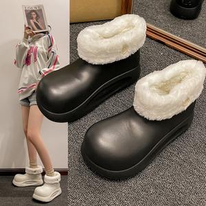 Hiver nouvelle arrivee style bottes de neige femmes couleur pure casual chaussures rembourrées en coton polaire doublé épaissi chaleur tech bottes - Product Image 6