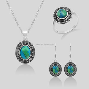1000S diseño Popular ventas al por mayor Plata de Ley 925 con Turquesa mujeres conjuntos de joyería de moda para regalo de fiesta personalizado - Product Image 1
