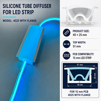 Diffuseur en tube de silicone pour bande LED 4025 avec bride de 15 mm, profil d'éclairage linéaire encastré pour PCB