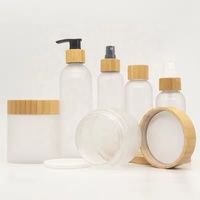 Pot en plastique transparent ambré givré avec couvercle en bambou 50ml 150ml 250ml 500ml pour cosmétiques crème Logo gravé personnalisé