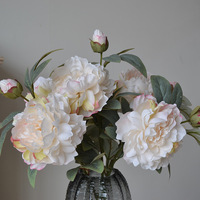 Susunan Bunga Peony Sutra Buatan Berkualitas Tinggi dengan Kepala Bunga Besar untuk Dekorasi Rumah, Hotel, Pernikahan & Hari Valentine Grosir