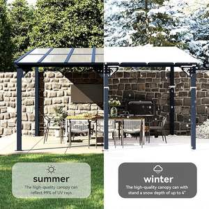 3x3.6 מ 'קיר רכוב שמש גן פרגולה עם pvc גג pvc תחת כיפת השמיים ופטיו גזיבו לחצר האחורית - Product Image 6