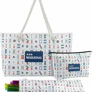 Modern Floral Polyester Three Piece Storage Tote <b>Set</b> Portable Game Carry Bag for <b>Mahjong</b> and Chessboard - Product Image 2