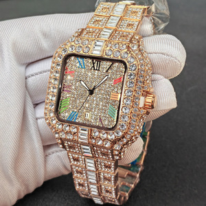 Reloj de Diamantes de Lujo para Hombre, Estilo Hip Hop, Brillante, con Incrustaciones de Diamantes, Reloj de Pulsera de Moda con Esfera Cuadrada, Reloj de Cuarzo Resistente al Agua - Product Image 1