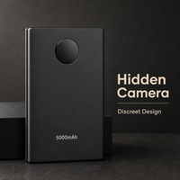 Batterie externe portable noire 5000 mAh avec fonction d'enregistrement 1080P