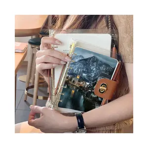 New arrival Promotional fashion Custom Eco-friendly PVC Transparent Cover A5 A6 A7 Binder Notebook For girls