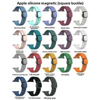 Nieuwe effenkleurige vierkante magnetische vouwsluiting siliconen horlogeband voor Apple Watch S987654321