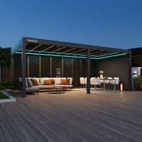 Pergola à lames orientables en aluminium, conforme aux exigences HOA, prête à l'emploi, taille personnalisée, étanche, résistante au vent et à la neige, avec éclairage LED pour jardin
