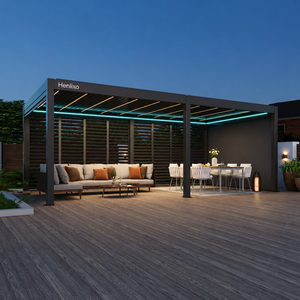 Pergola à lames orientables en aluminium, conforme aux exigences HOA, prête à l'emploi, taille personnalisée, étanche, résistante au vent et à la neige, avec éclairage LED pour jardin - Product Image 2