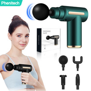 Mini pistola de masaje Phenitech, potente pistola Fascial portátil de percusión de tejido profundo, masajeador de cabeza de espalda muscular con 4 cabezales de masaje - Product Image 3