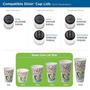 Dixie Confezione da 50 Bicchieri di Carta Usa e Getta da 12oz per il Mercato Giapponese, Design Personalizzato con Motivo 'Coffee Dreams' per l'Uso Quotidiano del Caffè - Product Image 3