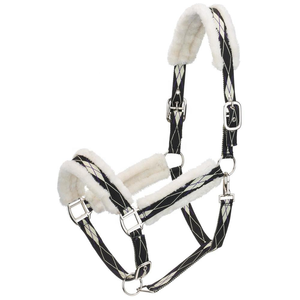 Licol de cheval en nylon de qualité supérieure avec motif équestre, bande nasale rembourrée en fourrure artificielle et tête de licol souple pour l'équitation - Product Image 5