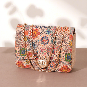 Bolso de Mano Peiquan Vintage con Cadena y Diseño de Patchwork, Bolso Cruzado Ecológico de Corcho para Mujer - Product Image 2