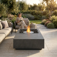 Table de foyer extérieure moderne en acier Corten, table de foyer au propane pour patio et jardin