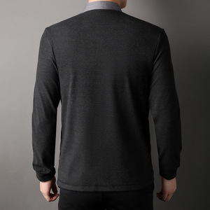 2024 collezione autunnale t-Shirt da uomo Casual da lavoro <span class=keywords><strong>Cardigan</strong></span> in maglia che imita il cappotto con colletto a due pezzi nuovo abbigliamento da uomo - Product Image 4