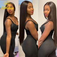 Perruque brésilienne en cheveux vierges Remy, entièrement en dentelle HD transparente, avec base en soie et nœuds simples