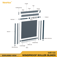 WR100 - Persianas enrollables exteriores con cremallera, a prueba de viento, con resorte guía, estilo moderno, para balcones, villas y patios