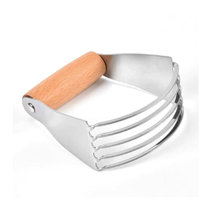 Mélangeur à pâte en acier inoxydable, coupe-pâte à 5 lames et mélangeur à farine en métal pour la pâtisserie, manche en bois - Product Image 6