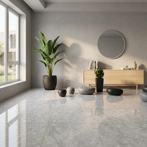 Azulejos de Porcelana Pulida de Alto Brillo Guangzhou Foshan Breccia Silver 1000x1000mm para Interiores - Product Image 4