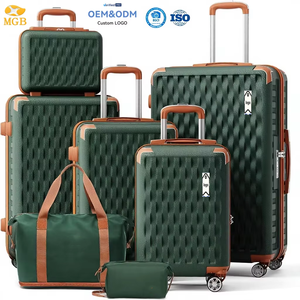 Ensemble de bagages 7 pièces à coque rigide avec roulettes pivotantes, serrure TSA, léger, en ABS, unisexe, pour voyage, vert et marron, OEM/ODM - Product Image 1
