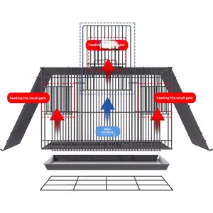 Rarewe fournitures pour animaux de compagnie lapin maison <span class=keywords><strong>Cage</strong></span> à oiseaux pliable en métal grand trois lapins adultes caisse Double porte lapin <span class=keywords><strong>Cage</strong></span> - Product Image 1