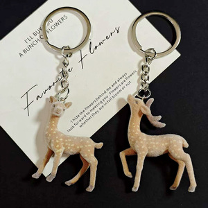 Llavero de resina con diseño de ciervo <span class=keywords><strong>Sika</strong></span> flocado Mengda, colgante de alce, accesorio decorativo para bolso - Product Image 1