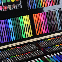 Ensemble de dessin et de peinture de luxe en bois de 180 pièces pour artistes