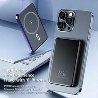 Batterie externe magnétique sans fil QI2 5000mAh/10000mAh, haute capacité, alliage d'aluminium, ultra-mince, charge rapide PD20W