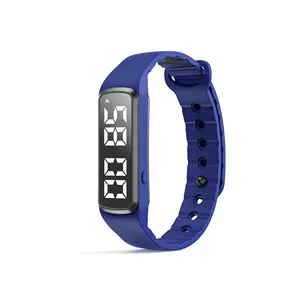 Eenvoudige Sportarmband Fitness Tracker 3d Stappenteller Calorieteller Vibrerend Alarm Horloge Donkerblauw