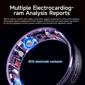 แหวนสมาร์ท ECG รุ่นใหม่ อุปกรณ์ติดตามสุขภาพอัจฉริยะสำหรับผู้ชายและผู้หญิง ตรวจวัดอัตราการเต้นของหัวใจ นาฬิกาปลุก กันน้ำ รองรับ Android พร้อมระบบตรวจสอบ ECG - Product Image 3