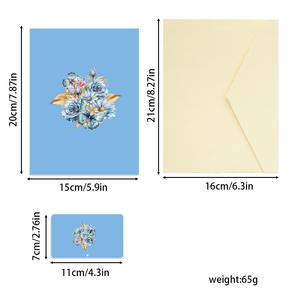 Nouvelle conception Carte de vœux en carton 3D Papillon bleu Carte de vœux en carton vierge pour petite amie Cadeau de la Saint-Valentin - Product Image 5