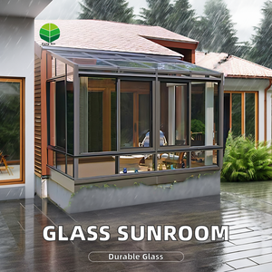 Véranda 4 saisons au design moderne avec cadre en aluminium, toit plat incliné, verre trempé imperméable, serre et serre pour l'extérieur - Product Image 6