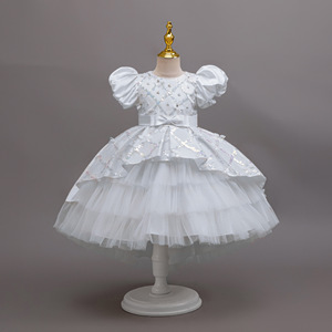 Robe de Soirée Etrangère à Manches Bouffantes pour Fille de 3 à 10 Ans, Robe de Soirée Transparente à la Mode pour Mariage, Déplorations d'Été - Product Image 2