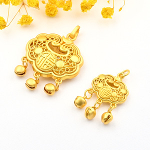 Collar con Colgante de Estilo Antiguo con el Símbolo de la Longevidad (Fu), Dorado, Grande y Pequeño, con Campana, Venta Directa de Fábrica - Product Image 5