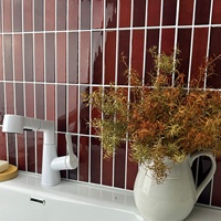 Tuiles en vinyle 3D autocollantes de luxe à faire soi-même, effet marbre rouge empilé, pour crédence de cuisine, salle de bain, salon