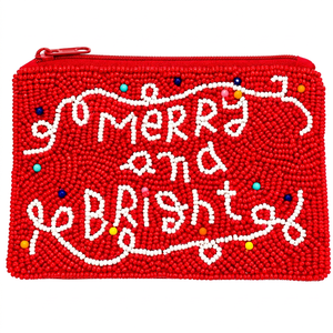 Handmade beaded coin purse <b>Christmas</b> <b>tree</b> <b>mini</b> wallet Red zipper closure purse Cute beaded wallet Fashion coin purse - Product Image 1