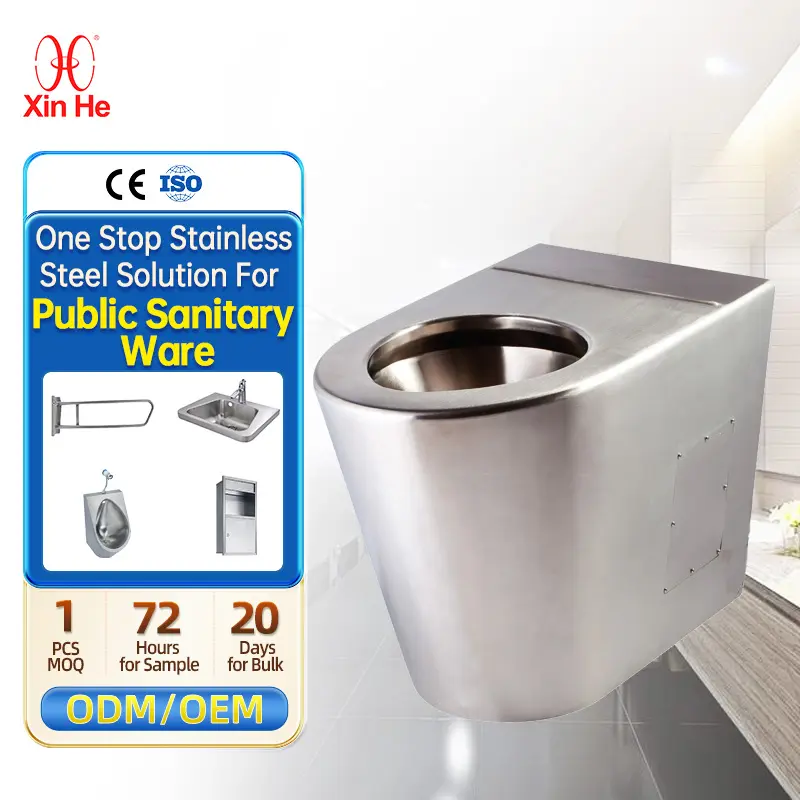 Articles sanitaires modernes américains Fournisseur fermé Toilettes de type Wc en acier inoxydable sur pied pour adultes