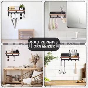 Wooden Key Rack <b>Wall</b> <b>Mounted</b> With <b>Shelf</b> For Keys And Mail Storage Organizer Rectangle Shape Tidy Entryway Organizer - Product Image 4