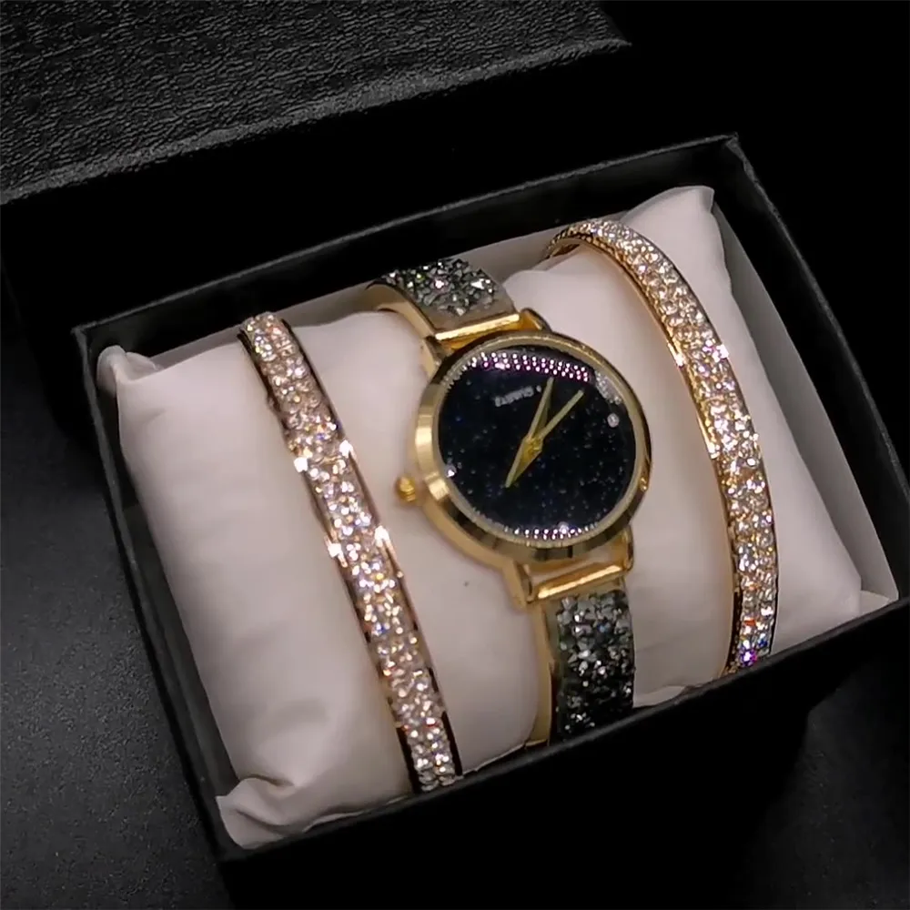 Latest Promotion Price Ladies Watch Gold Bracelet Star Face Quartz Women'S Watch