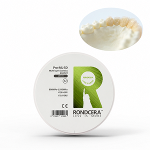 Rondcera – Bloc de zircone multicouche à 11 couches pour pont dentaire esthétique parfait, matériau biocompatible ISO 13485 Pro-ML 5D - Product Image 6