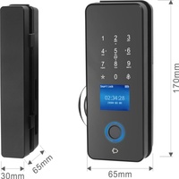 Cerradura Inteligente Deve Comercial sin Marco, con Lector de Huellas Dactilares, Tarjeta, Código, Aluminio, Biométrica, Digital, Electrónica, Tuya, para Puerta de Vidrio