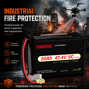 Batterie Lipo VIWIPOW 20000mAh 12S 47.4V 5C pour drone de lutte contre les incendies, pack de batteries lithium-ion, prix usine, personnalisation - Product Image 5
