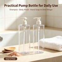 Flacon pompe cosmétique en PET épaissi 300ml 500ml, option transparente ou givrée, flacon vide avec pompe PP pour emballage de shampoing